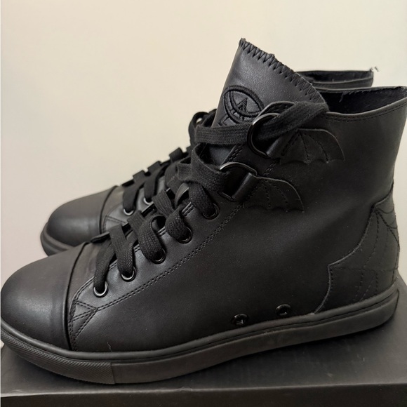 Strange Cvlt Matte Black Chelsea Spooky High Top Sneakers Size 9 - Picture 4 of 10